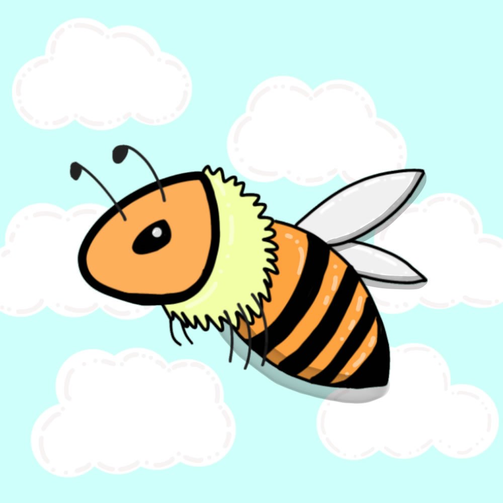 空を羽ばたくミツバチ