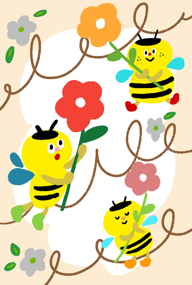 ミツバチの花集め