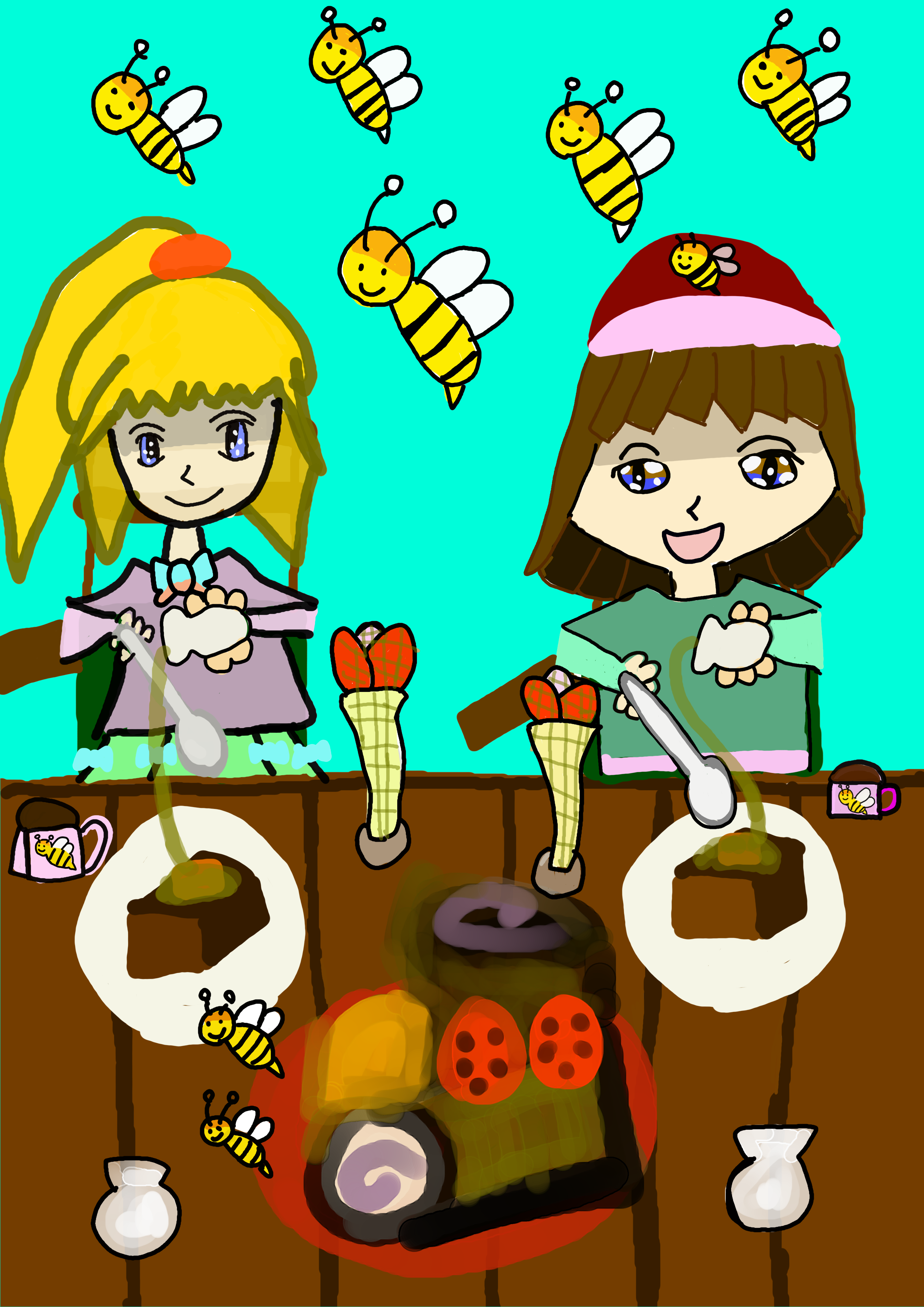 ケーキには、蜂蜜…たくさん…思い切り
